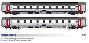 LS Models LS93551AC - H0 - 2-tlg. Set Personenwagen, SNCB, Ep. V - AC